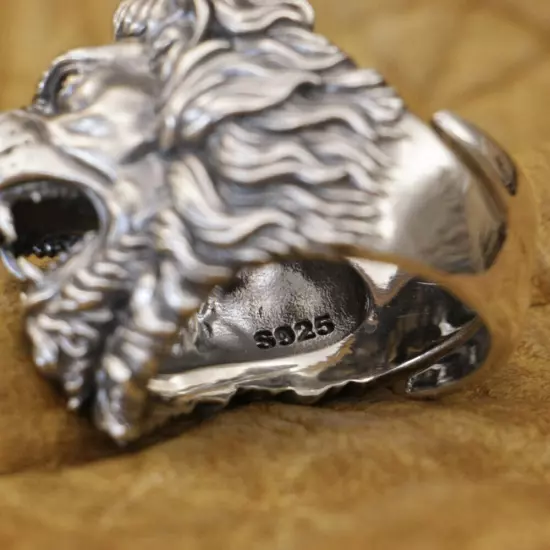 Brass Eyes Copper Nose 925 Sterling Silver King of Lion Ring TA432A US 12