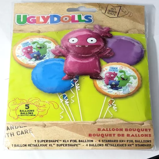 UGLY DOLLS Movie Foil Five Balloon Bouquet-1 SuperShape-Unique Party Decorations