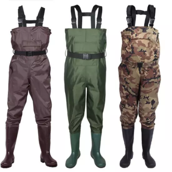 2-Ply Waterproof Chest Waders Fishing Hunting Nylon Rubber Bootfoot 8-14 size