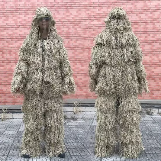 3D Grass Ghillie Suit 4 PCS Military Tactical Camouflage Hunting Suit Army