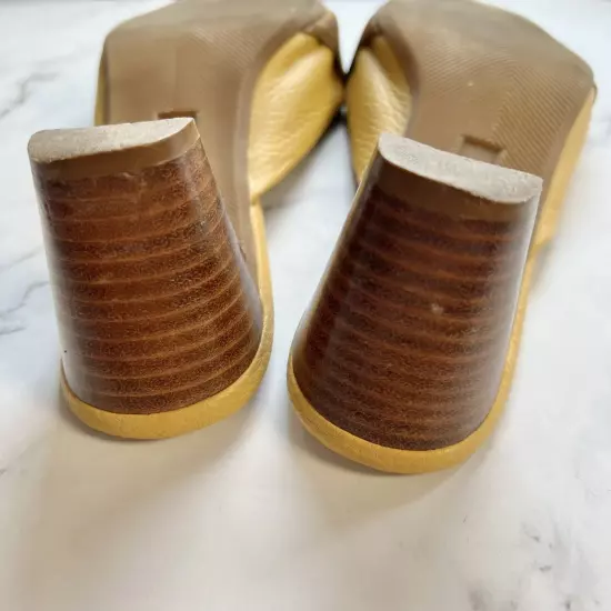 Vintage Hillard & Hanson 80s leather mustered yellow mules Women’s Size 8.5