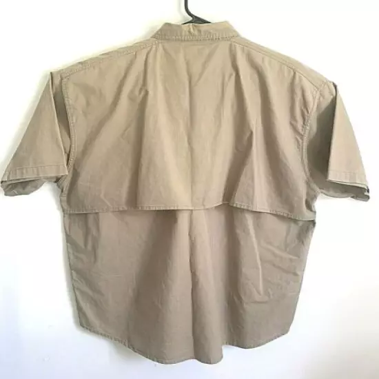 Cabela's Men 2X Hunting Shooting ButtonUp Cotton Canvas Khaki Shirt Short Sleeve