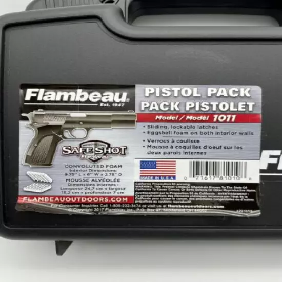 *NEW* Flambeau Protective Case Safe Shot Pistol Pack W/ Eggshell Foam Slide Lock