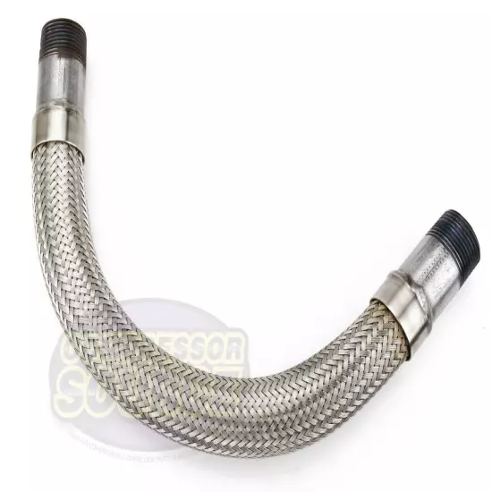 1" x 18" Stainless Steel Compressed Air Line Metal Flex Hose Compressor Tube