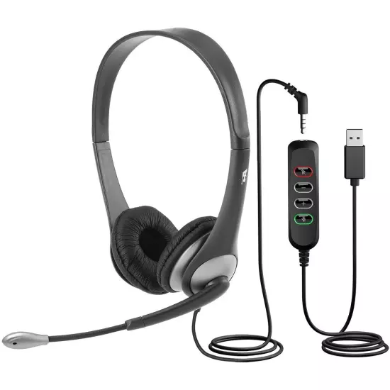 Cyber Acoustics AC-204USB Stereo Headset With Usb Ctrl Accs Noise Cancel Mic