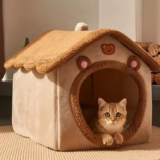 Foldable Pet House Removable Washable Cat House Puppy Cave Sofa Pet Bed House