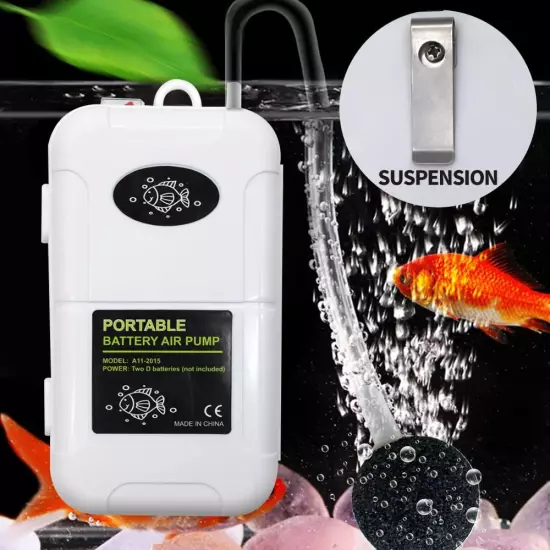 Portable Air Pump, Aquarium Air Pump, Aeration up to 6 Gallons, Fish Tank Air Bu