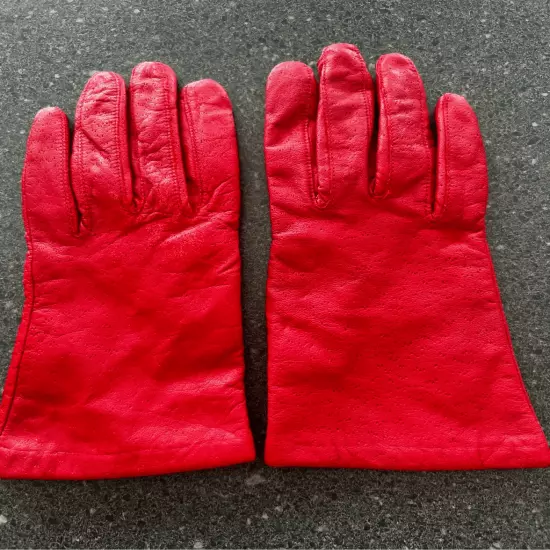 Van Real red leather gloves size S