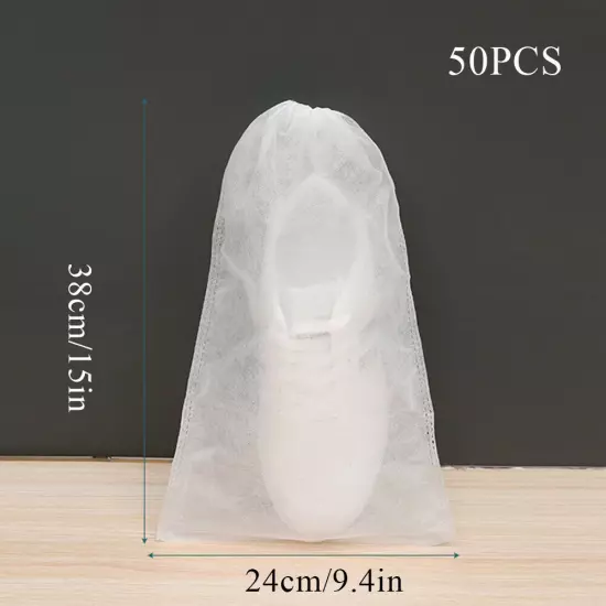 50Pcs Drawstring Shoes Clothes Clear Portable Storage Bag Dust Bags Travel Pouch