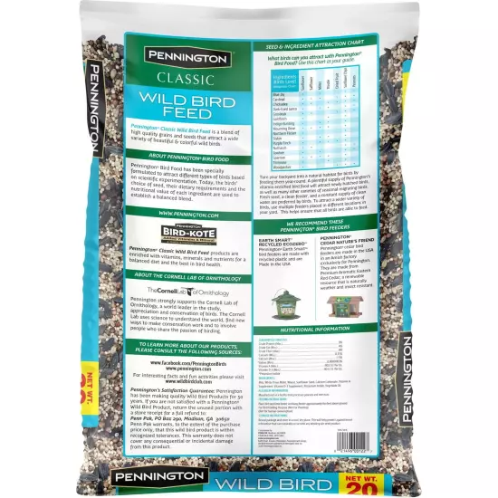 New Pennington Classic Wild Bird Feed and Seed, 20 lb. Bag, Dry, 1 Pack