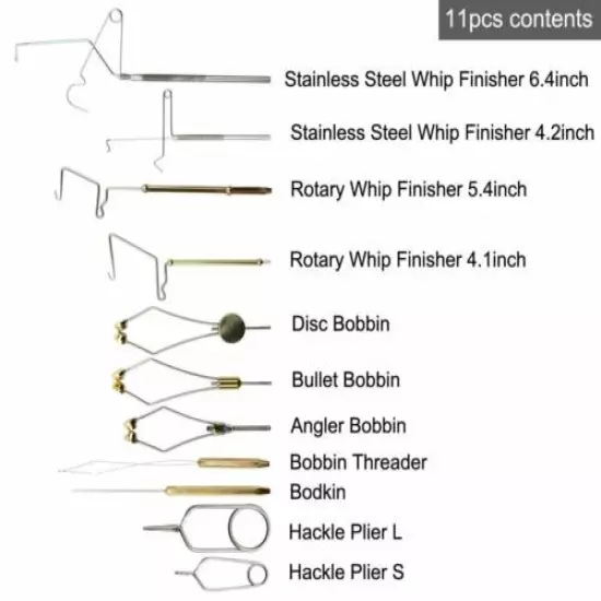 Fly Tying Tool Kit Includes Bobbin Finisher Scissors Hackle Hair Stacker Fly Set