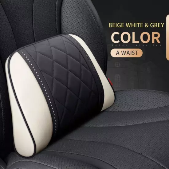 Car Leather Headrest Rest Pillow Back Cushion Neck Waist Supports Lumbar Pillows