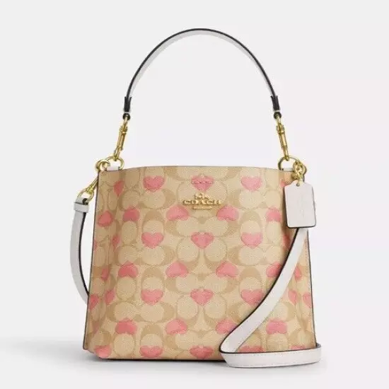 Coach Mollie Bucket Bag 22 Signature Heart Print Purse Handbag Crossbody NWT