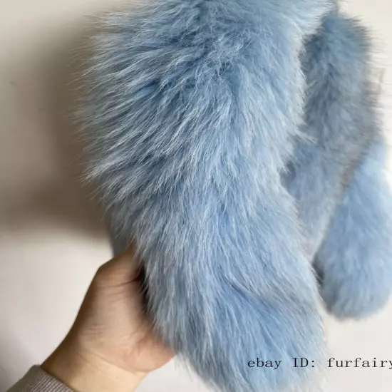 2/5/10 wholesale Dyed Color Real Blue Fox Tail Fur Keyring Pendant Cosplay Toy