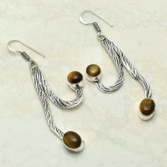 Tiger Eye Handmade Drop Dangle Earrings Jewelry Graduation Gift 2.32" AE-55636