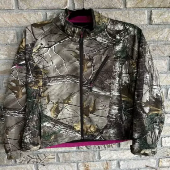 Realtree Camo Soft Shell Jacket Lined Women's Size L 42-44 Pink