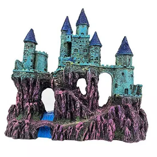 Aquarium Castle Decoration for Fish Tank Age-of-magic Wizard’s Castle [ Blue ]