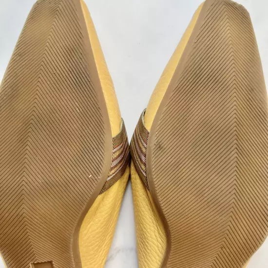 Vintage Hillard & Hanson 80s leather mustered yellow mules Women’s Size 8.5