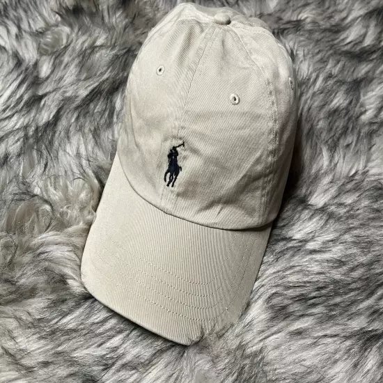 Polo Ralph Lauren Hat Cap Strap Mens Beige Pony Adjustable Preppy Golf DAD