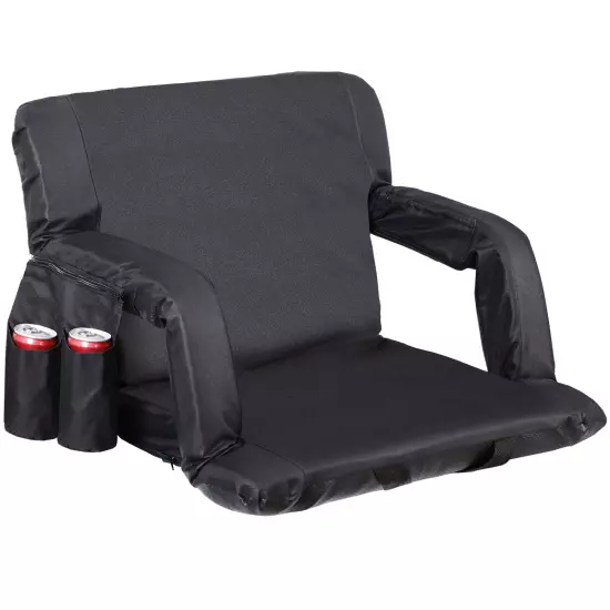 Reclining Stadium Seat for Bleachers with Padded Backrest Adjustable Armrests