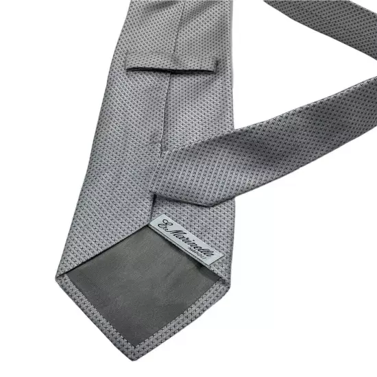 E. MARINELLA Silver Geometric Silk LUXURY Tie HANDMADE ITALY