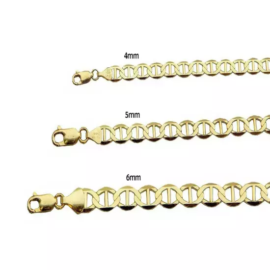 10k Solid Yellow Gold Mariner Link Chain Necklace 4mm-6mm Men Women Sz 7"-26"