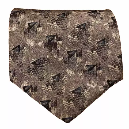 Robert Talbott Silk Tie, Studio Gray & Blue Geometric Design 