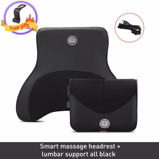 Car Massage Headrest Neck Pillow Mesh + Leather Universal Seat Lumbar Pillow