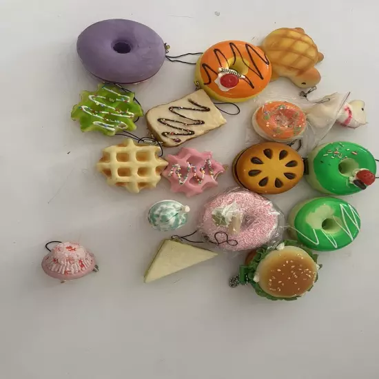 Squishy Food Set Keychain Or Charms, Small, Set Of 17