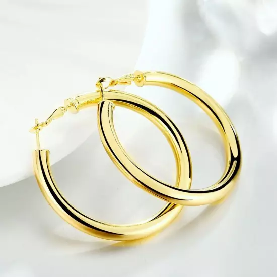 New 925-Sterling Silver Filled Women's Elegant Round Hoop Earrings gift for her