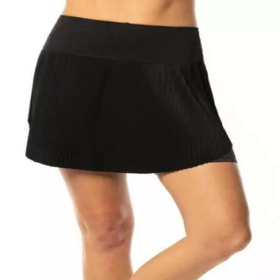 Lucky in Love Hi Brid Pleated Ladies Large Black Golf Tennis Skort NWT NEW Gb73