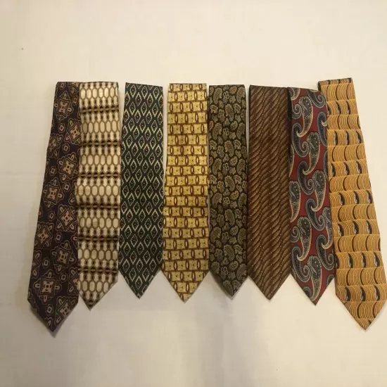 Mens Silk Neckties Lot Of 8 Oscar de La Renta Harolds Aquascutum Ferrell Reed +