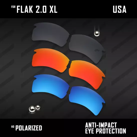 Anti Scratch Polarized Replacement Lenses for-Oakley Flak 2.0 XL OO9188 Options