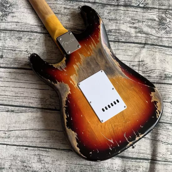 Custom Shop heavy relics sunburst aged electric guitar in stock shipping quickly