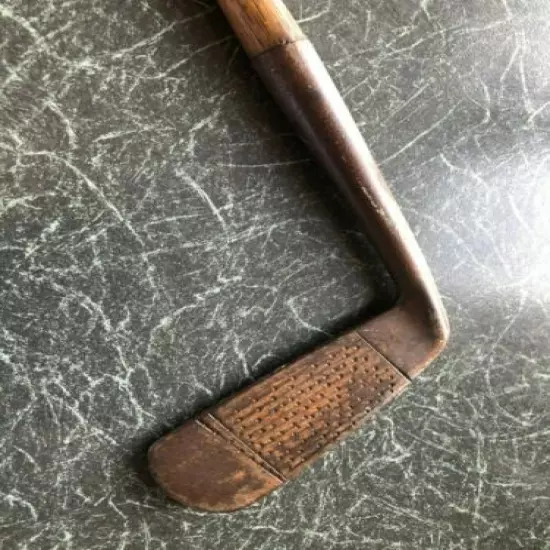 ANTIQUE WINTON DIAMOND CLEEK HENDON HICKORY SHAFT GOLF CLUB 33.5" LONG PUTTER 