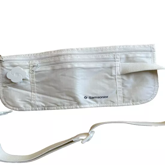 SAMSONITE TRAVEL PASSPORT MONEY BELT WAIST POUCH White Adjustable