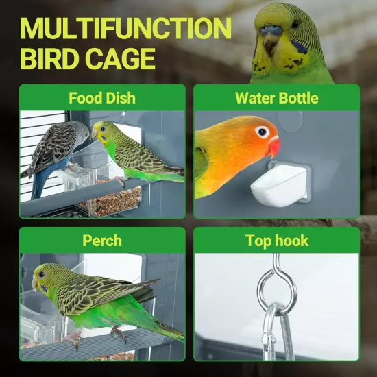 Acrylic Bird Cage, 25 Inch Medium Parrot Cage for Parakeet Cockatiel Conure L...