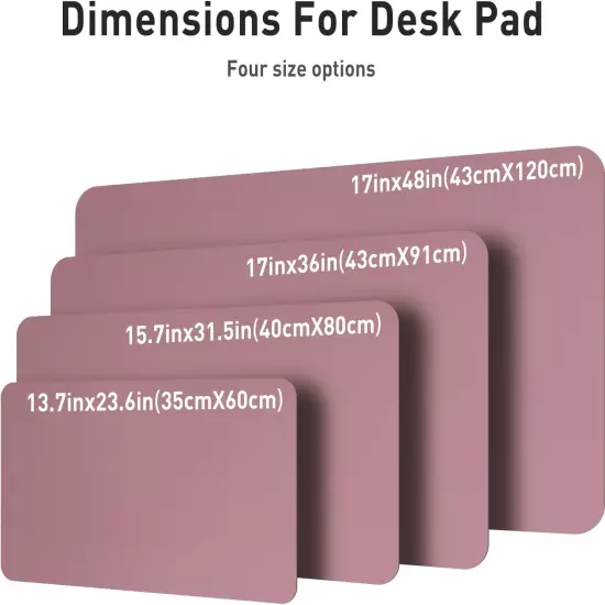 Non-Slip PU Leather Desk Pad, 31.5" x 15.7", Waterproof, Dark Pink