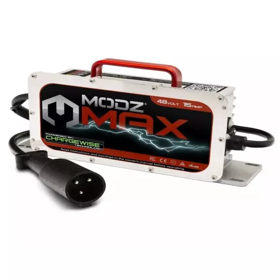 MODZ Max48 15 AMP Battery Charger for 48Volt Club Car DS or Precedent Golf Carts