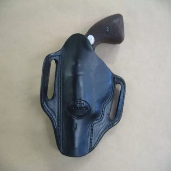 Colt Agent 6 Shot Revolver Leather 2 Slot Pancake Belt Holster CCW BLACK RH