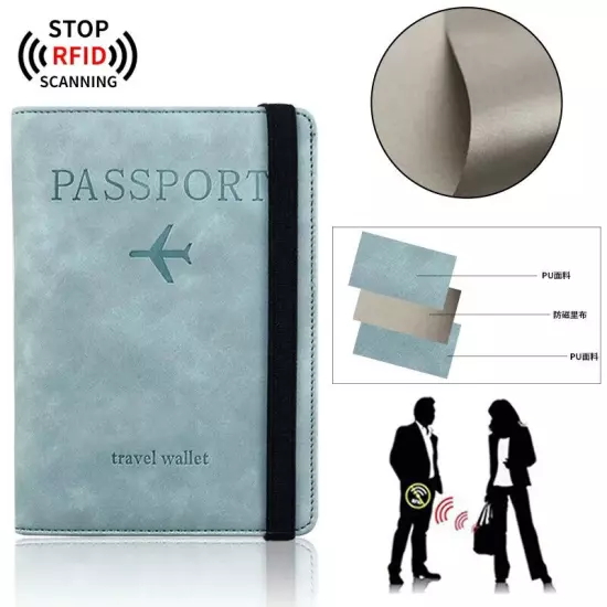 RFID Pu Leather Strap Passport Bag Holder Multi-Function ID Bank Card Wallet