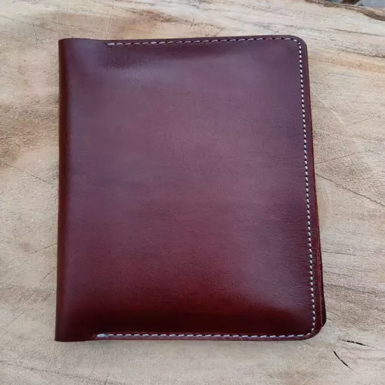 Genuine leather travel wallet minimal in cherry brown softie finish leather