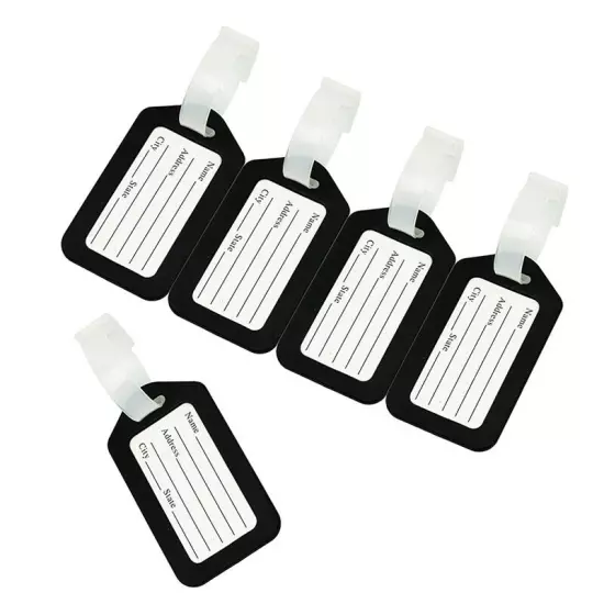 10pcs Luggage Tags Suitcase Label Bag Travel Accessories Black I9R94920