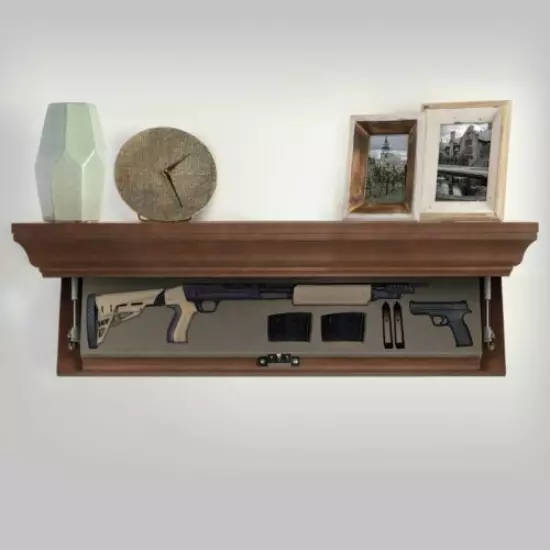 Ace Gun Concealment Shelf, Large, Brown Finish w/RFID Lock & Battery Backup