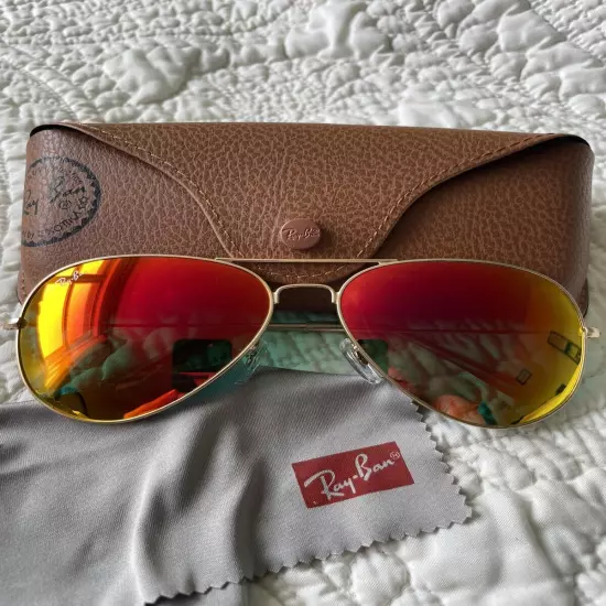 ray ban sunglasses aviator 58mm Gold frame / Orange Mirrored glass