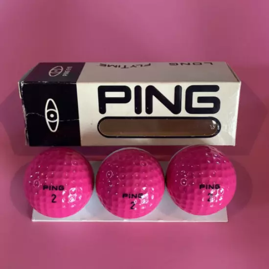 3 Vintage Ping Eye Golf Balls Pink/White Unused