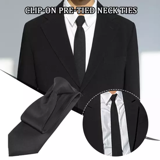 Black Clip On Tie Security Tie Doorman Steward Matte Tie Funeral Black