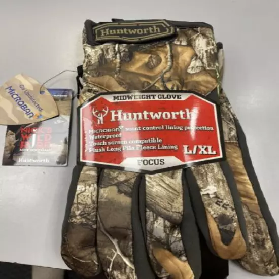 HUNTWORTH Realtree CAMO Waterproof FOCUS Touchscreen Hunting GLOVES Mens L / XL