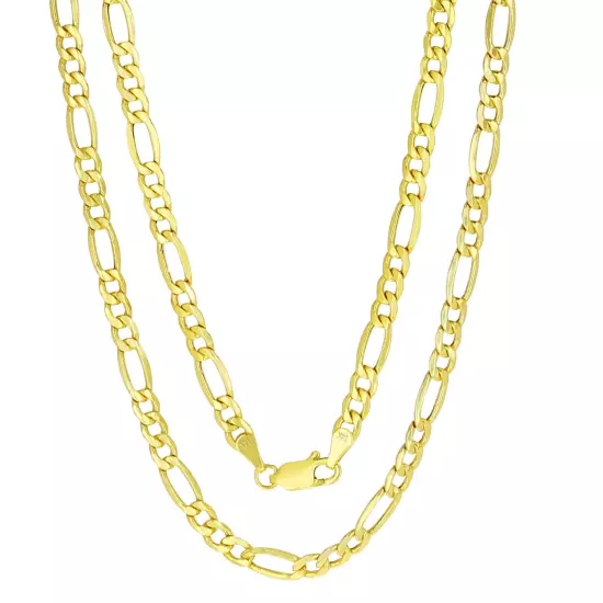 14K Yellow Gold 2mm-7.5mm Figaro Link Chain Necklace Bracelet Men Women 7"- 30"