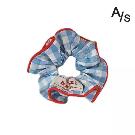 White and Blue Plaid Scrunchies -Elastic Hair Tie and Ponytail Holder for Women~